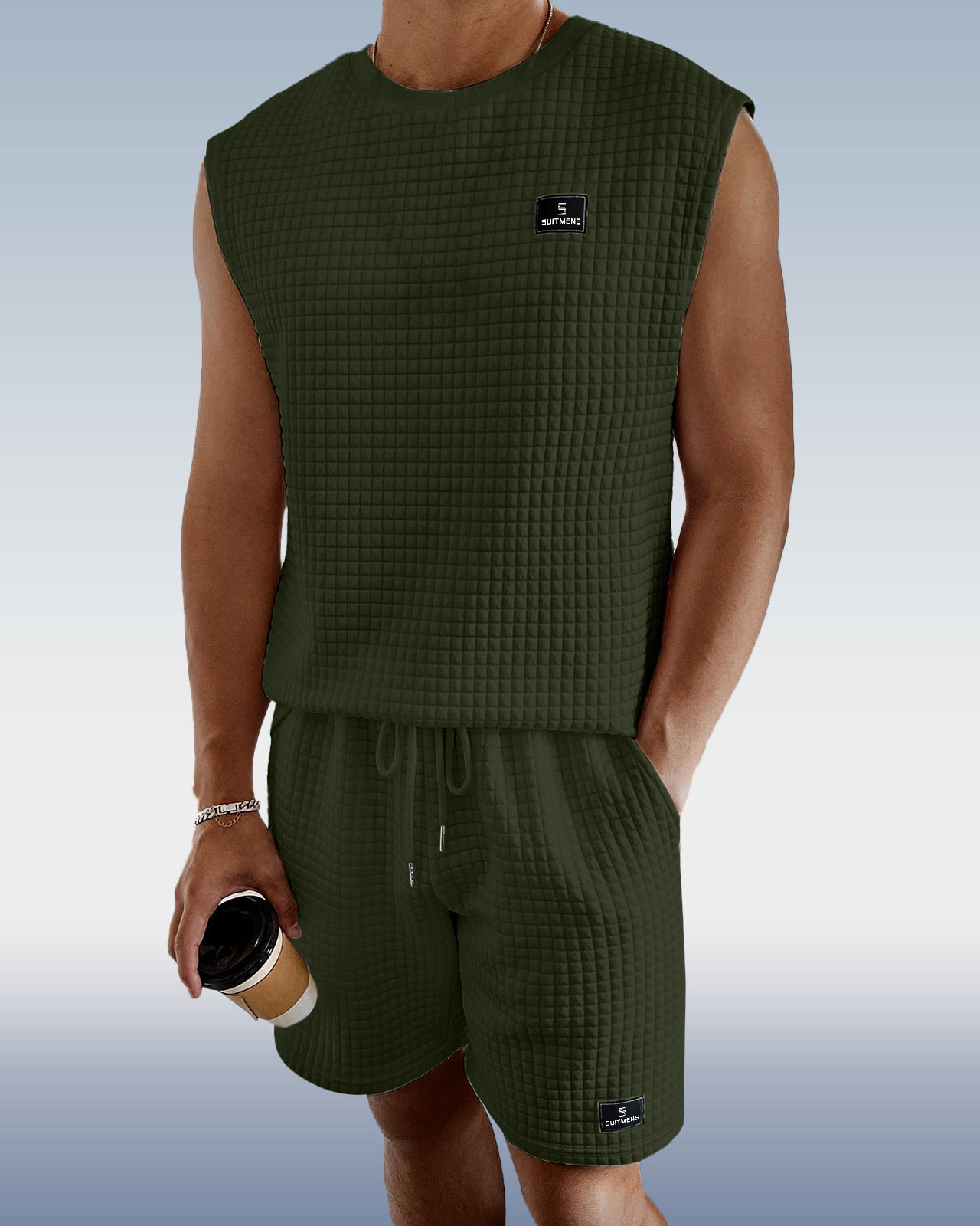 Men's Green sleeveless set
