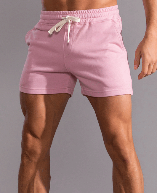 Sporty Plain Elastic Waist Pocket Drawstring Straight Shorts