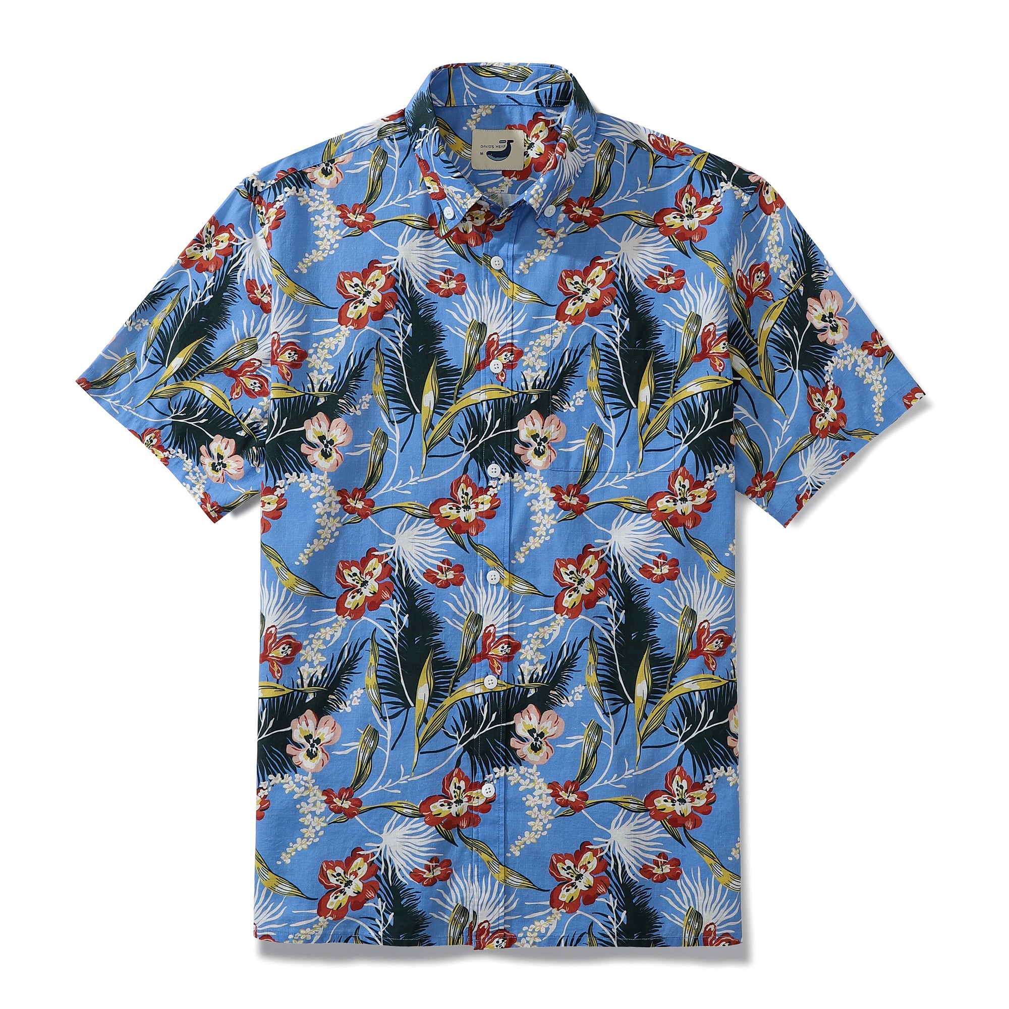Print-matched Front Placket Hand-painted Tropical Floral Button-down Shirt