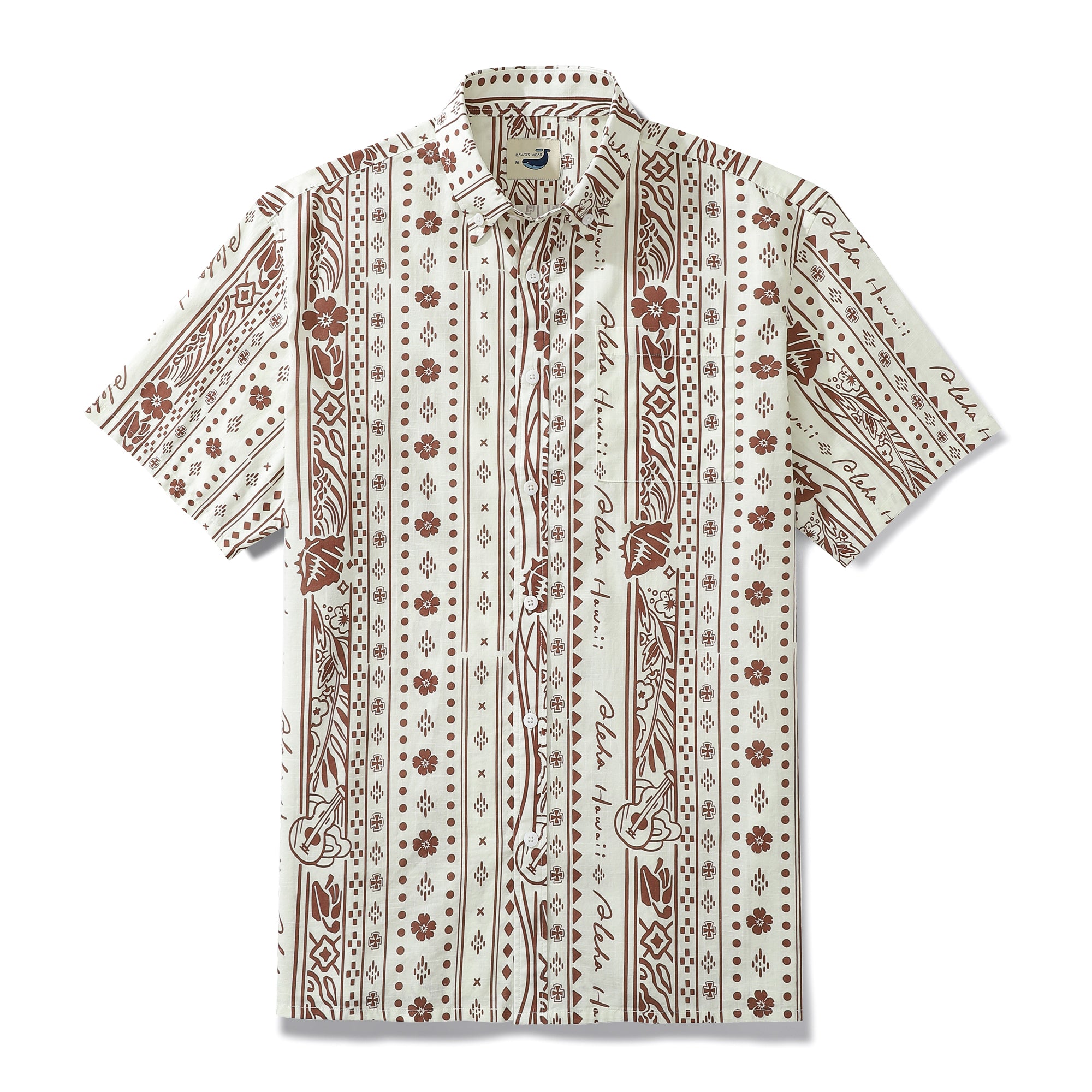 Basic Floral Pattern Vertical Stripes Men's Button-down Shirt 100% Cotton